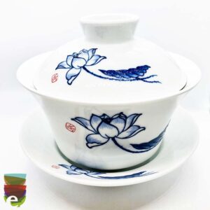 Tazza Gaiwan bianca e blu